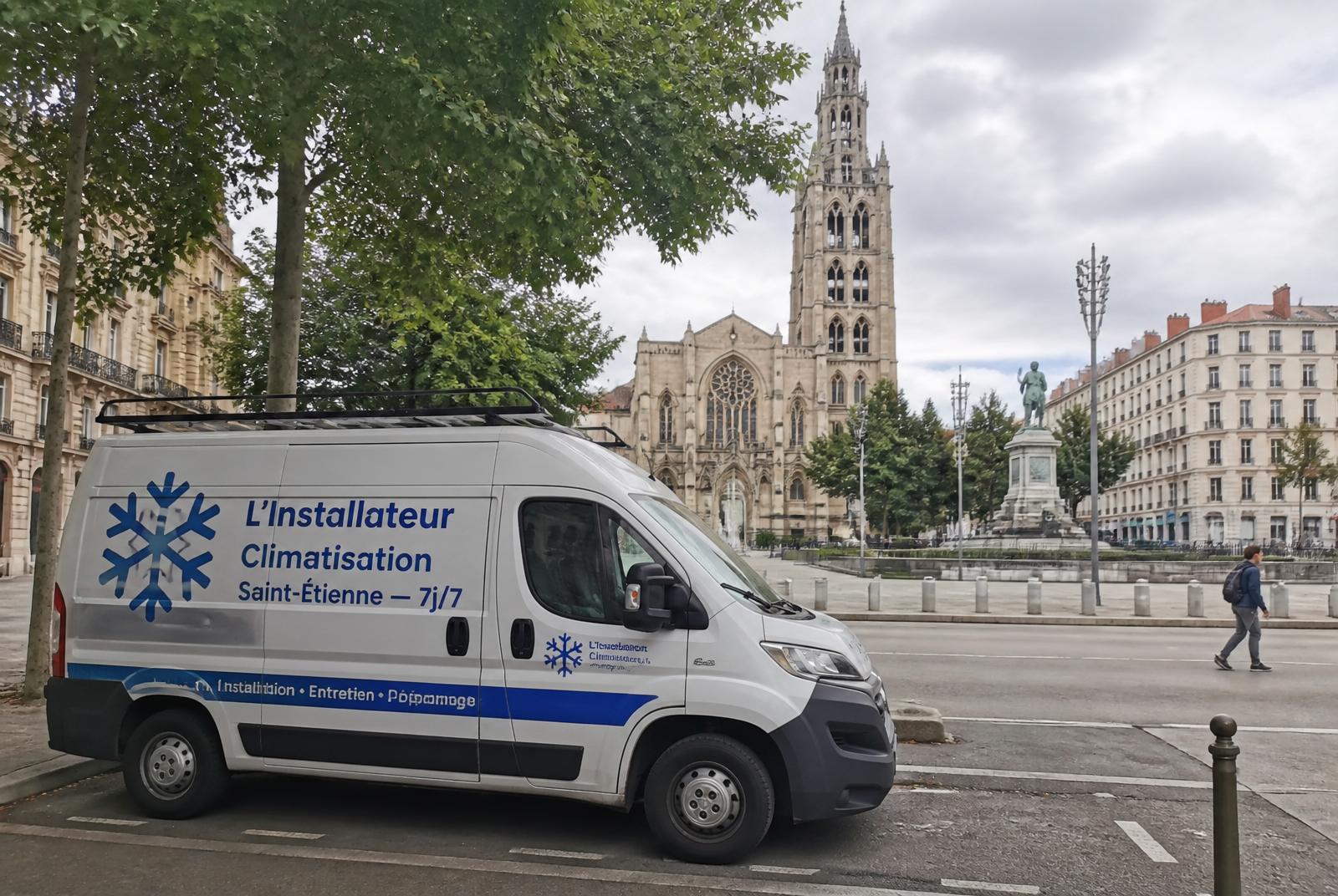 Camion de dépannage climatisation place Jean-Jaurès à Saint-Étienne