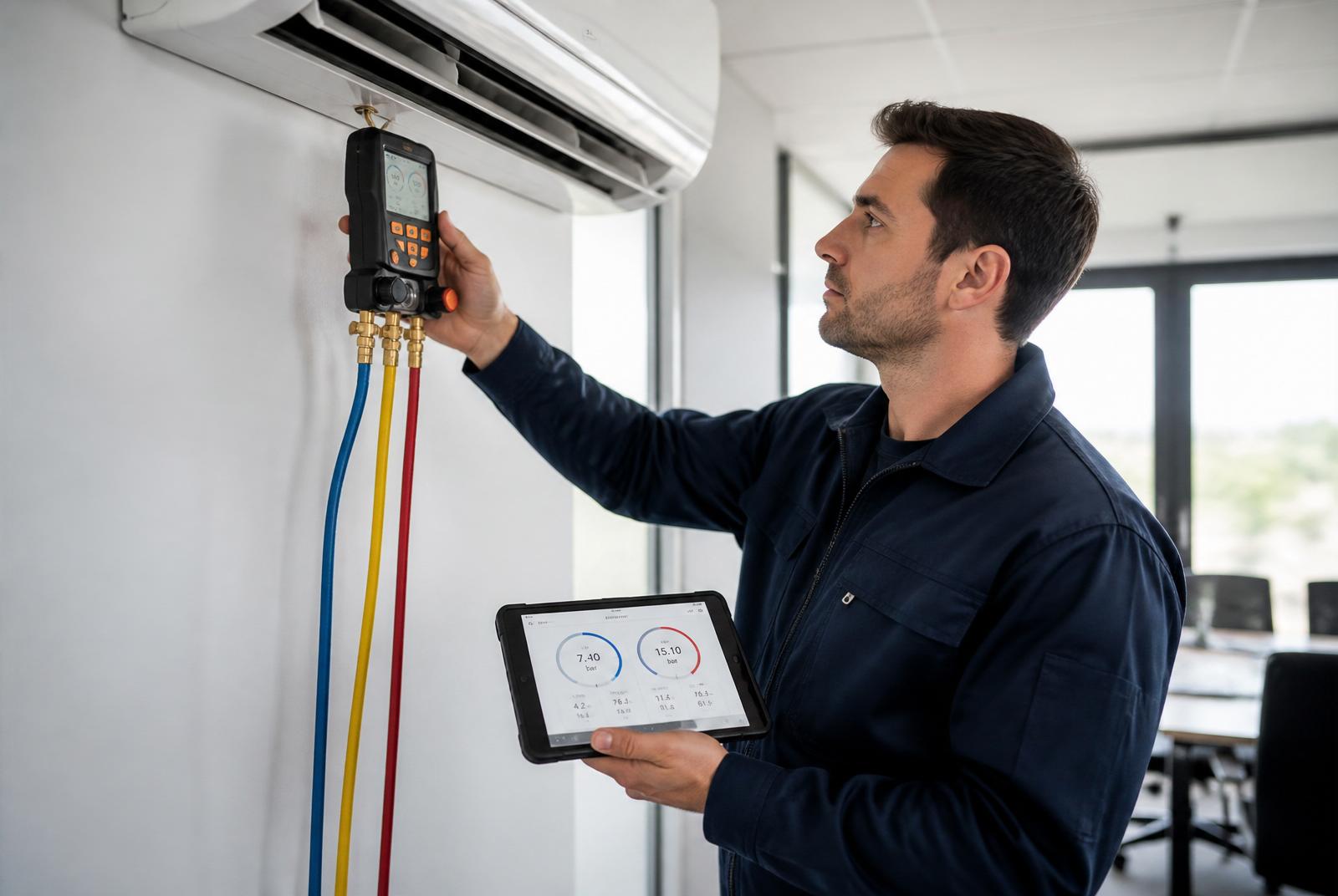 Diagnostic de panne climatisation par un technicien à Saint-Étienne
