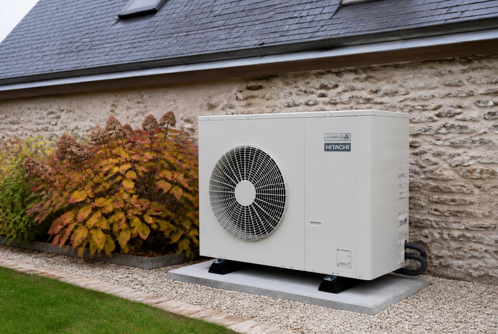 Pompe à chaleur air/eau installée dans un jardin à Saint-Étienne